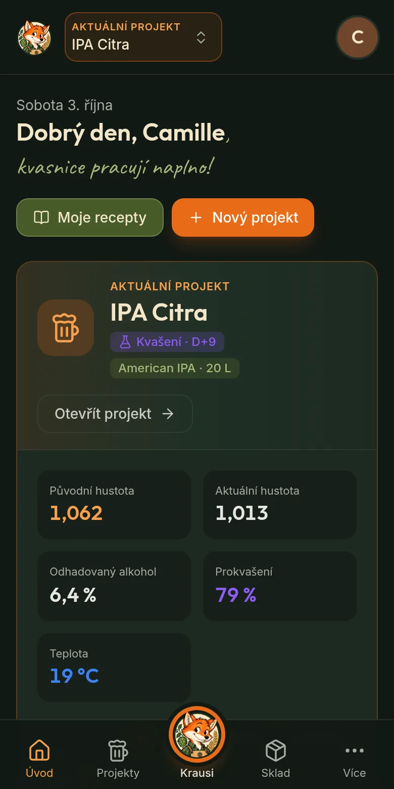 Krausi na telefonu: přehled aktuálního projektu